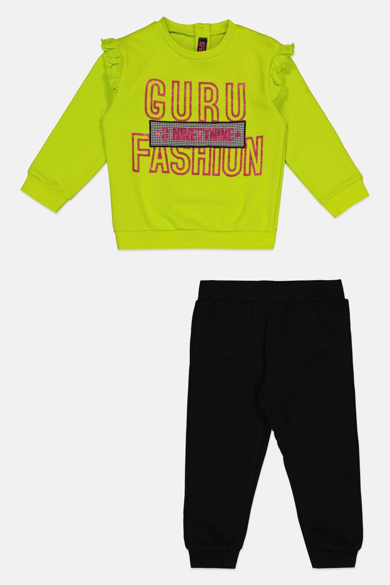 Guru 99 Toddlers Girl Graphic Print Sweatshirt And Sweatpants Set, Multicolor - Image 2